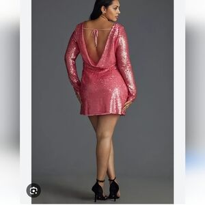 By Anthropologie Sequin Drape-Back Mini Dress Size 18W NWT